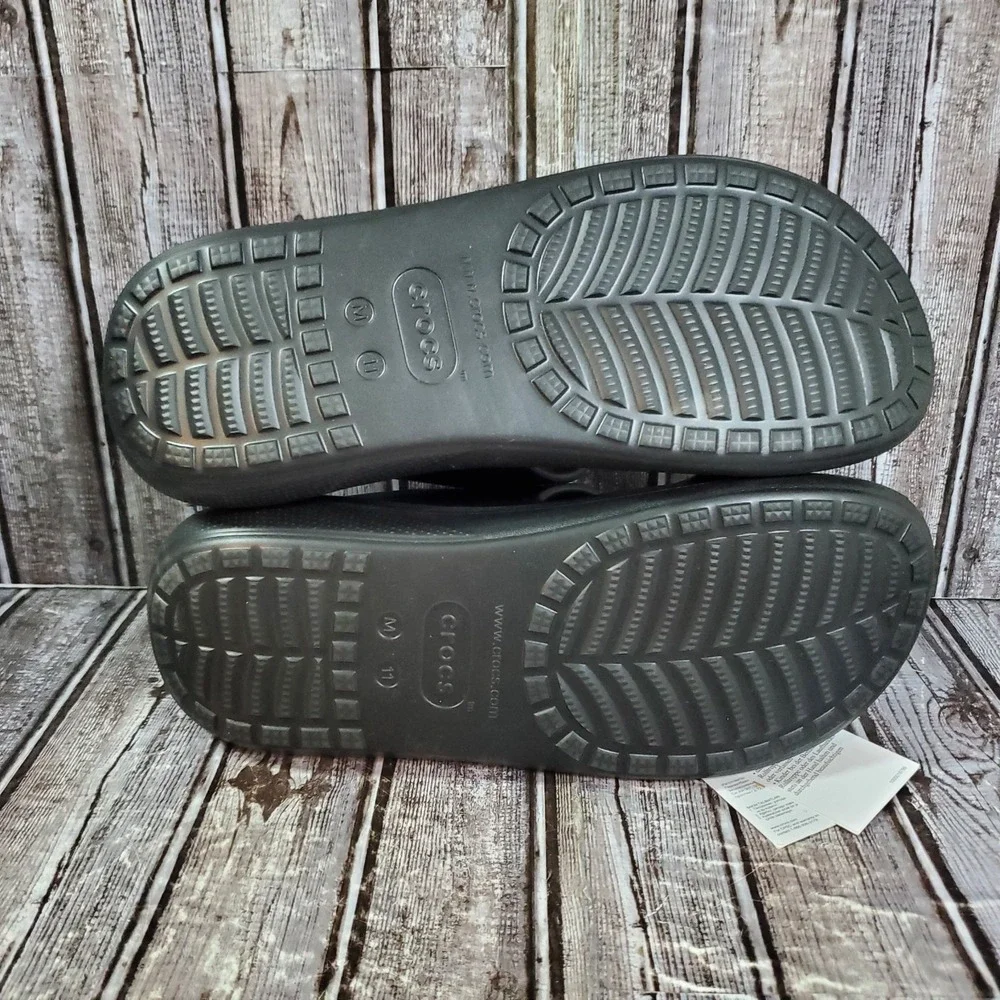 Crocs Men's Classic Crush Sandal Black Platform Slide Size 11